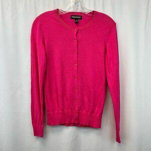 Permanent Womens Cardigan Sweater Pink Long Sleeve Crew Neck Button Up Small
